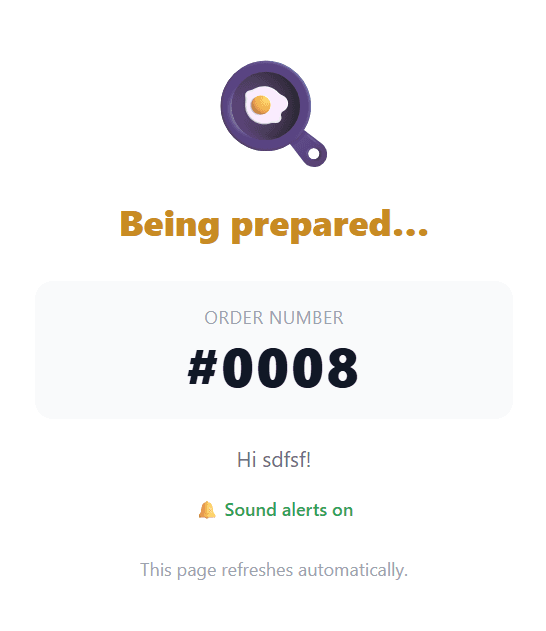Food truck order being prepared — live status on customer phone